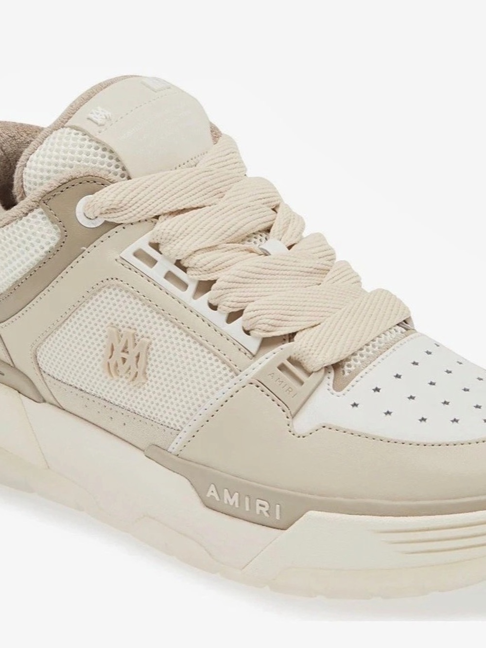 AMIRI MA-1 Leather and Mesh Low-Top Sneakers Cream Leather and Mesh Sneakers.